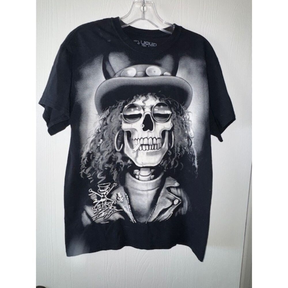 Liquid Blue Slash Guns N Roses Liquid Blue Skeleton Shirt M